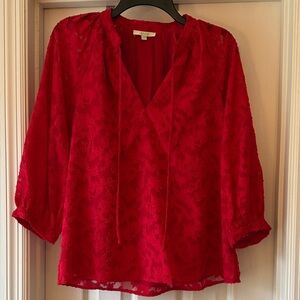 Jade melody tam Vibrant Red Lace Blouse